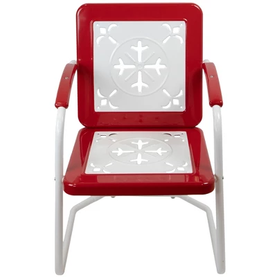 Northlight 35" Square Outdoor Retro Tulip Armchair, Red And White 2 Northlight 35" Square Outdoor Retro Tulip Armchair, Red And White - Image 2