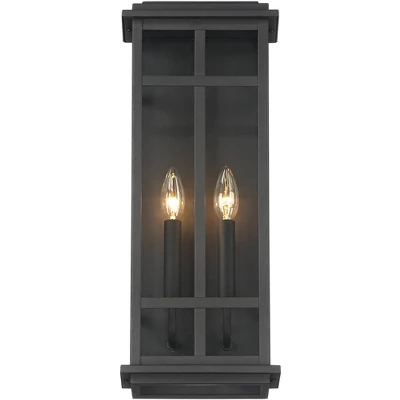 Possini Euro Design Modern Industrial Outdoor Wall Light Fixture Cool Black Windowpane Frame 20" For Post Exterior Barn Deck House 3 Possini Euro Design Modern Industrial Outdoor Wall Light Fixture Cool Black Windowpane Frame 20" For Post Exterior Barn Deck House - Image 3