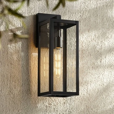 John Timberland Titan Modern Outdoor Wall Light Fixtures Set Of 2 Mystic Black Rectangular Frame 17" Clear Glass For Post Exterior Barn 7 John Timberland Titan Modern Outdoor Wall Light Fixtures Set Of 2 Mystic Black Rectangular Frame 17" Clear Glass For Post Exterior Barn - Image 7