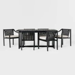 7pc Modern Slatted Wood Outdoor Dining Set - Saracina Home 12 7pc Modern Slatted Wood Outdoor Dining Set - Saracina Home -Garden Outdoor Store GUEST 117dd8e5 e41e 4deb 8859 7e6c9ff717ab