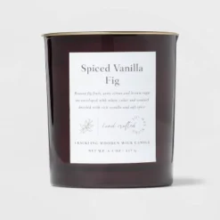 Clear Colored Glass With Woodwick And Brass Metal Inset Lid Spice Vanilla Fig Candle Purple - Threshold™ 9 Clear Colored Glass With Woodwick And Brass Metal Inset Lid Spice Vanilla Fig Candle Purple - Threshold™ -Garden Outdoor Store GUEST 164b0c6a 9ab3 436c a9d4 968eb3e3b85f