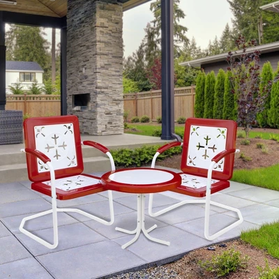 Northlight 35" Square Outdoor Retro Tulip Armchair, Red And White 1 Northlight 35" Square Outdoor Retro Tulip Armchair, Red And White