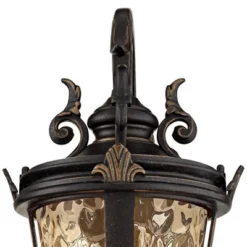 John Timberland Casa Marseille Vintage Rustic Outdoor Wall Light Fixture Bronze Scroll 21 1/2" Hammered Glass For Post Exterior Barn Deck House Porch -Garden Outdoor Store GUEST 1bbb7444 024b 4488 bc03 6ce52d024b01