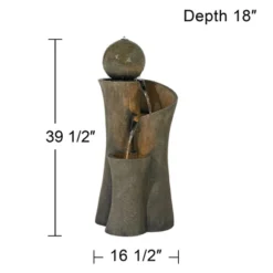 John Timberland Modern Sphere Curve Zen Outdoor Floor Water Fountain 39 1/2" With LED Light For Exterior Garden Yard Lawn -Garden Outdoor Store GUEST 22acfbc8 25b8 4f06 a84b acbc281cc421