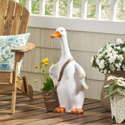 Christopher Knight Home 16" Wide Farnum Concrete Outdoor Novelty Goose Planter White/Brown 1 Christopher Knight Home 16" Wide Farnum Concrete Outdoor Novelty Goose Planter White/Brown