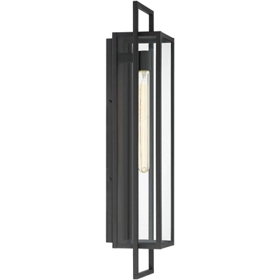 Possini Euro Design Jericho Modern Outdoor Wall Light Fixture Textured Black Steel 28" Clear Glass For Post Exterior Barn Deck House Porch Yard Patio 4 Possini Euro Design Jericho Modern Outdoor Wall Light Fixture Textured Black Steel 28" Clear Glass For Post Exterior Barn Deck House Porch Yard Patio - Image 4