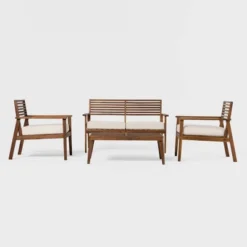 Saracina Home 4pc Mid-Century Modern Slatted Acacia Outdoor Patio Conversation Furniture Set 15 Saracina Home 4pc Mid-Century Modern Slatted Acacia Outdoor Patio Conversation Furniture Set -Garden Outdoor Store GUEST 3005e2da 1d72 4a44 9a0b b1cdd319e0b1