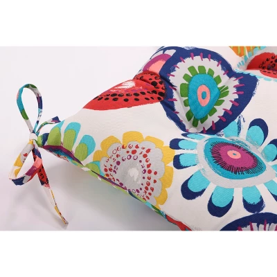 2pc Crosby Floral Outdoor Tufted Chair Cushions - Pillow Perfect 2 2pc Crosby Floral Outdoor Tufted Chair Cushions - Pillow Perfect - Image 2