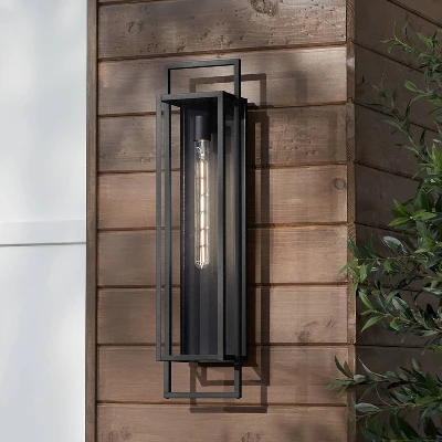 Possini Euro Design Jericho Modern Outdoor Wall Light Fixture Textured Black Steel 28" Clear Glass For Post Exterior Barn Deck House Porch Yard Patio 5 Possini Euro Design Jericho Modern Outdoor Wall Light Fixture Textured Black Steel 28" Clear Glass For Post Exterior Barn Deck House Porch Yard Patio - Image 5