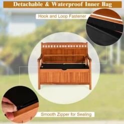 Costway 42'' Storage Bench Deck Box Solid Wood Seating Container Tools Toys W/Backrest 15 Costway 42'' Storage Bench Deck Box Solid Wood Seating Container Tools Toys W/Backrest -Garden Outdoor Store GUEST 4cc7784c ecef 4778 9253 498abee6f3da