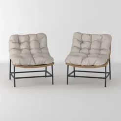 2pk Papasan Scoop Outdoor Patio Chair - Natural - Saracina Home 25 2pk Papasan Scoop Outdoor Patio Chair - Natural - Saracina Home -Garden Outdoor Store GUEST 4f90f799 f729 4ef9 9855 358f0a27be20