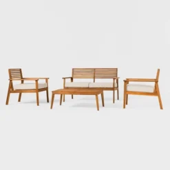 Saracina Home 4pc Mid-Century Modern Slatted Acacia Outdoor Patio Conversation Furniture Set 10 Saracina Home 4pc Mid-Century Modern Slatted Acacia Outdoor Patio Conversation Furniture Set -Garden Outdoor Store GUEST 5bd5681e 7e46 43b4 a961 a82e40c62e87