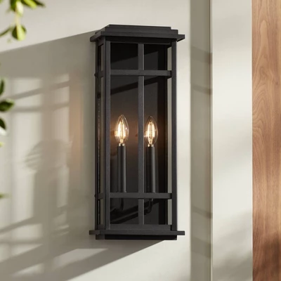 Possini Euro Design Modern Industrial Outdoor Wall Light Fixture Cool Black Windowpane Frame 20" For Post Exterior Barn Deck House 1 Possini Euro Design Modern Industrial Outdoor Wall Light Fixture Cool Black Windowpane Frame 20" For Post Exterior Barn Deck House