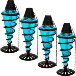 Sunnydaze Decor Sunnydaze Outdoor Tabletop Glass And Metal Swirl Patio Table And Lawn Torch Set - Blue 8 Sunnydaze Decor Sunnydaze Outdoor Tabletop Glass And Metal Swirl Patio Table And Lawn Torch Set - Blue -Garden Outdoor Store GUEST 6a0fb47c 7609 4c00 9a5f 0848f8397f6c