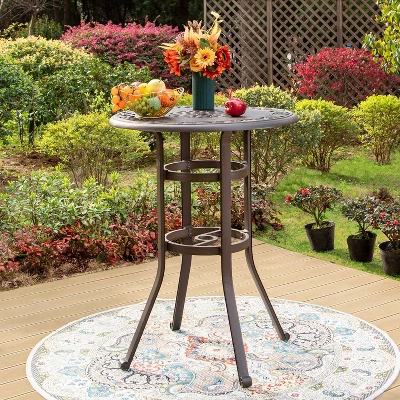 Captiva Designs 3pc Cast Aluminum Outdoor Patio Dining Set With Bar Stools Brown 6 Captiva Designs 3pc Cast Aluminum Outdoor Patio Dining Set With Bar Stools Brown - Image 6