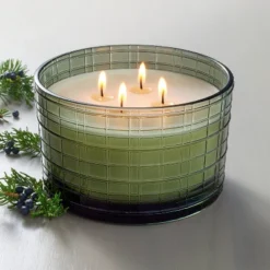 Textured Glass Cypress & Pine Jar Christmas Candle Green 24oz - Hearth & Hand™ With Magnolia