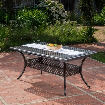 Abigail Rectangle Cast Aluminum Expandable Outdoor Patio Dining Table - Copper - Christopher Knight Home 1 Abigail Rectangle Cast Aluminum Expandable Outdoor Patio Dining Table - Copper - Christopher Knight Home