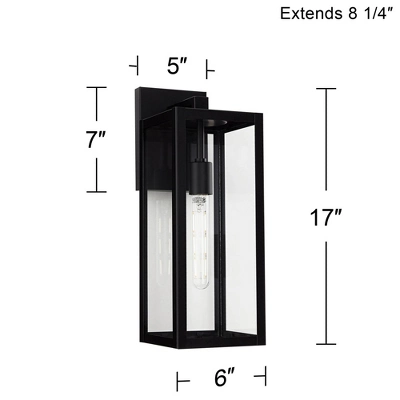 John Timberland Titan Modern Outdoor Wall Light Fixtures Set Of 2 Mystic Black Rectangular Frame 17" Clear Glass For Post Exterior Barn 8 John Timberland Titan Modern Outdoor Wall Light Fixtures Set Of 2 Mystic Black Rectangular Frame 17" Clear Glass For Post Exterior Barn - Image 8