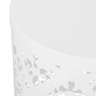 2pk Mathena Outdoor Round Iron Side Tables White - Christopher Knight Home 6 2pk Mathena Outdoor Round Iron Side Tables White - Christopher Knight Home - Image 6