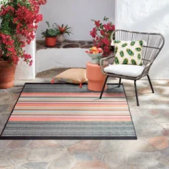 5' X 7' Outdoor Rug Multi Stripe Global Pink - Opalhouse™ -Garden Outdoor Store GUEST 849a4c76 29c9 486c a953 a03150bdac10