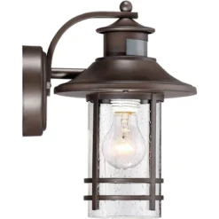 John Timberland Galt Outdoor Mission Wall Light Fixture Oil Rubbed Bronze Motion Sensor Dusk To Dawn 11 1/4" Seedy Glass For Post Exterior Barn Deck -Garden Outdoor Store GUEST 8816ae46 4f4f 412c aedf ae0040bfd1f6