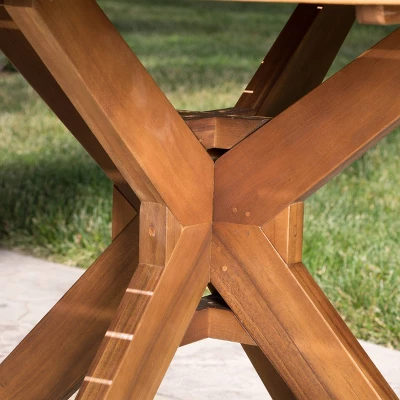 Stamford Round Acacia Wood Outdoor Patio Dining Table - Teak - Christopher Knight Home 2 Stamford Round Acacia Wood Outdoor Patio Dining Table - Teak - Christopher Knight Home - Image 2