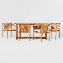 7pc Modern Slatted Wood Outdoor Dining Set - Saracina Home 13 7pc Modern Slatted Wood Outdoor Dining Set - Saracina Home -Garden Outdoor Store GUEST 97b97aff 19ee 4550 9126 93ae4bc68f53