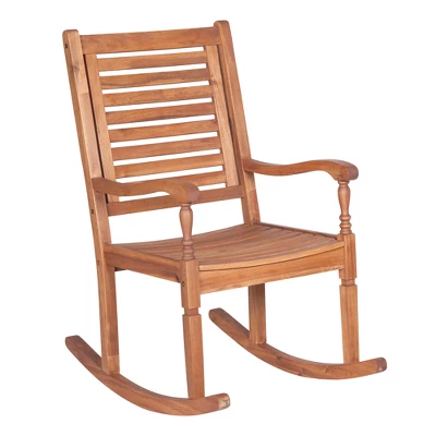 Bamberg Transitional Acacia Wood Outdoor Rocking Chair - Saracina Home 8 Bamberg Transitional Acacia Wood Outdoor Rocking Chair - Saracina Home - Image 8