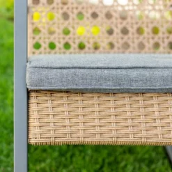Komodo Modern Boho Faux Rattan & Metal Outdoor Rocking Chair With Cushion - Brown/Gray - Saracina Home 9 Komodo Modern Boho Faux Rattan & Metal Outdoor Rocking Chair With Cushion - Brown/Gray - Saracina Home -Garden Outdoor Store GUEST a71a9c37 cd34 445c 88c4 696410288c89