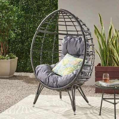 Gianni Wicker Teardrop Chair - Christopher Knight Home 1 Gianni Wicker Teardrop Chair - Christopher Knight Home