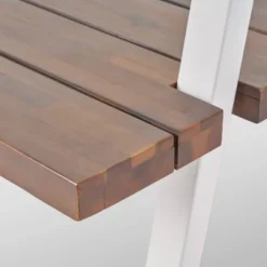 Huckleberry Rectangle Acacia Wood Patio Dining Table With Iron Plant Hanger Dark Brown/White - Christopher Knight Home -Garden Outdoor Store GUEST af676181 7153 4cb0 a368 3583d1a998d0