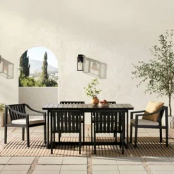 Featured Products 17 7pc Modern Slatted Wood Outdoor Dining Set - Saracina Home