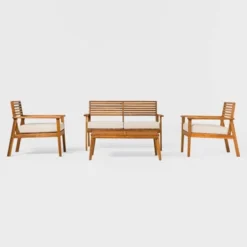 Saracina Home 4pc Mid-Century Modern Slatted Acacia Outdoor Patio Conversation Furniture Set 14 Saracina Home 4pc Mid-Century Modern Slatted Acacia Outdoor Patio Conversation Furniture Set -Garden Outdoor Store GUEST c4d7d1d2 081c 481c b87f 5213fd61bac6