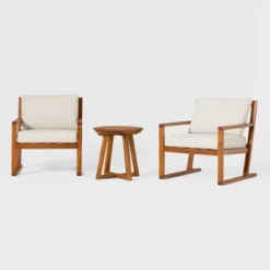 Saracina Home 3pc Modern Slat-Back Acacia Outdoor Conversation Set With Cushions 8 Saracina Home 3pc Modern Slat-Back Acacia Outdoor Conversation Set With Cushions -Garden Outdoor Store GUEST c5f0efa3 a546 441a a62d 8991ad328bec