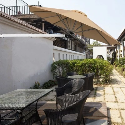 Tangkula 8ft Wall Mounted Cantilever Umbrella Patio Adjustable Tilting Sunshade Umbrella 1 Tangkula 8ft Wall Mounted Cantilever Umbrella Patio Adjustable Tilting Sunshade Umbrella