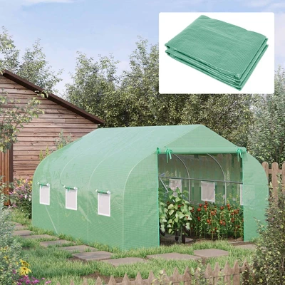 Outsunny Greenhouse Replacement Cover For 11.5' X 10' X 6.5' Walk-in Tunnel PE Hot House Plastic Cover With Zipper Door And 6 Roll Up Windows (Frame Not Included) 2 Outsunny Greenhouse Replacement Cover For 11.5' X 10' X 6.5' Walk-in Tunnel PE Hot House Plastic Cover With Zipper Door And 6 Roll Up Windows (Frame Not Included) - Image 2