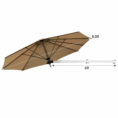Tangkula 8ft Wall Mounted Cantilever Umbrella Patio Adjustable Tilting Sunshade Umbrella 4 Tangkula 8ft Wall Mounted Cantilever Umbrella Patio Adjustable Tilting Sunshade Umbrella - Image 4