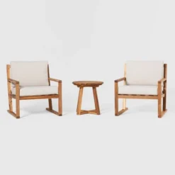 Saracina Home 3pc Modern Slat-Back Acacia Outdoor Conversation Set With Cushions 11 Saracina Home 3pc Modern Slat-Back Acacia Outdoor Conversation Set With Cushions -Garden Outdoor Store GUEST e228f191 c7e4 49f0 8884 eecb92073a20