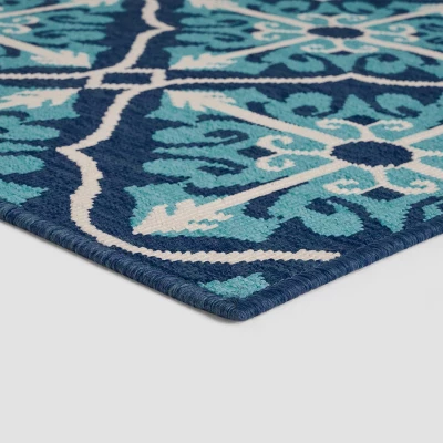 5'3" X 7' Morocco Trellis Outdoor Rug Ivory/Blue - Christopher Knight Home 1 5'3" X 7' Morocco Trellis Outdoor Rug Ivory/Blue - Christopher Knight Home