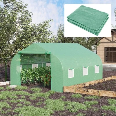 Outsunny Greenhouse Replacement Cover For 11.5' X 10' X 6.5' Walk-in Tunnel PE Hot House Plastic Cover With Zipper Door And 6 Roll Up Windows (Frame Not Included) 1 Outsunny Greenhouse Replacement Cover For 11.5' X 10' X 6.5' Walk-in Tunnel PE Hot House Plastic Cover With Zipper Door And 6 Roll Up Windows (Frame Not Included)