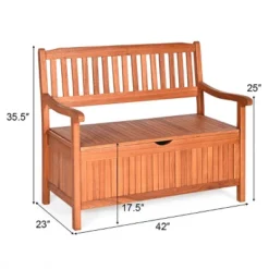 Costway 42'' Storage Bench Deck Box Solid Wood Seating Container Tools Toys W/Backrest 12 Costway 42'' Storage Bench Deck Box Solid Wood Seating Container Tools Toys W/Backrest -Garden Outdoor Store GUEST fe581b08 a71b 4c1c 9d55 211d1895556f